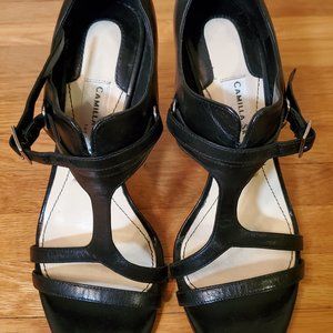 Black Leather Stiletto Skovgaard Heels (38)